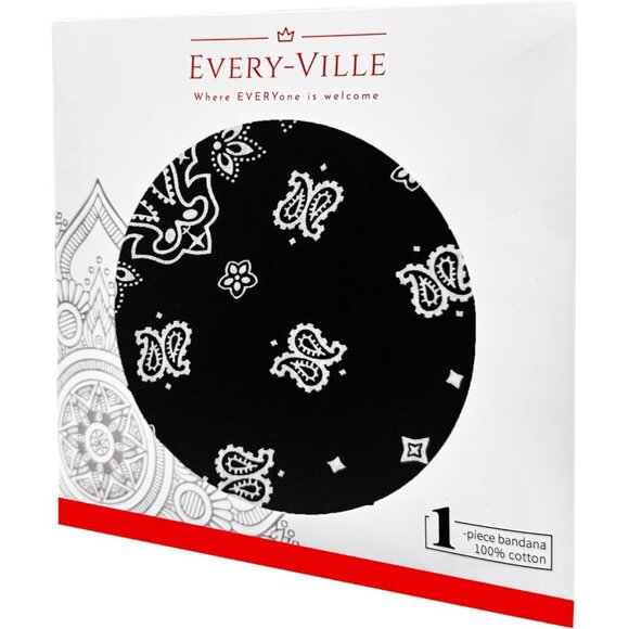 Women's Black Cotton Bandana Large Cowgirl Imported Handkerchief Headband Scarf - Picture 6 of 7